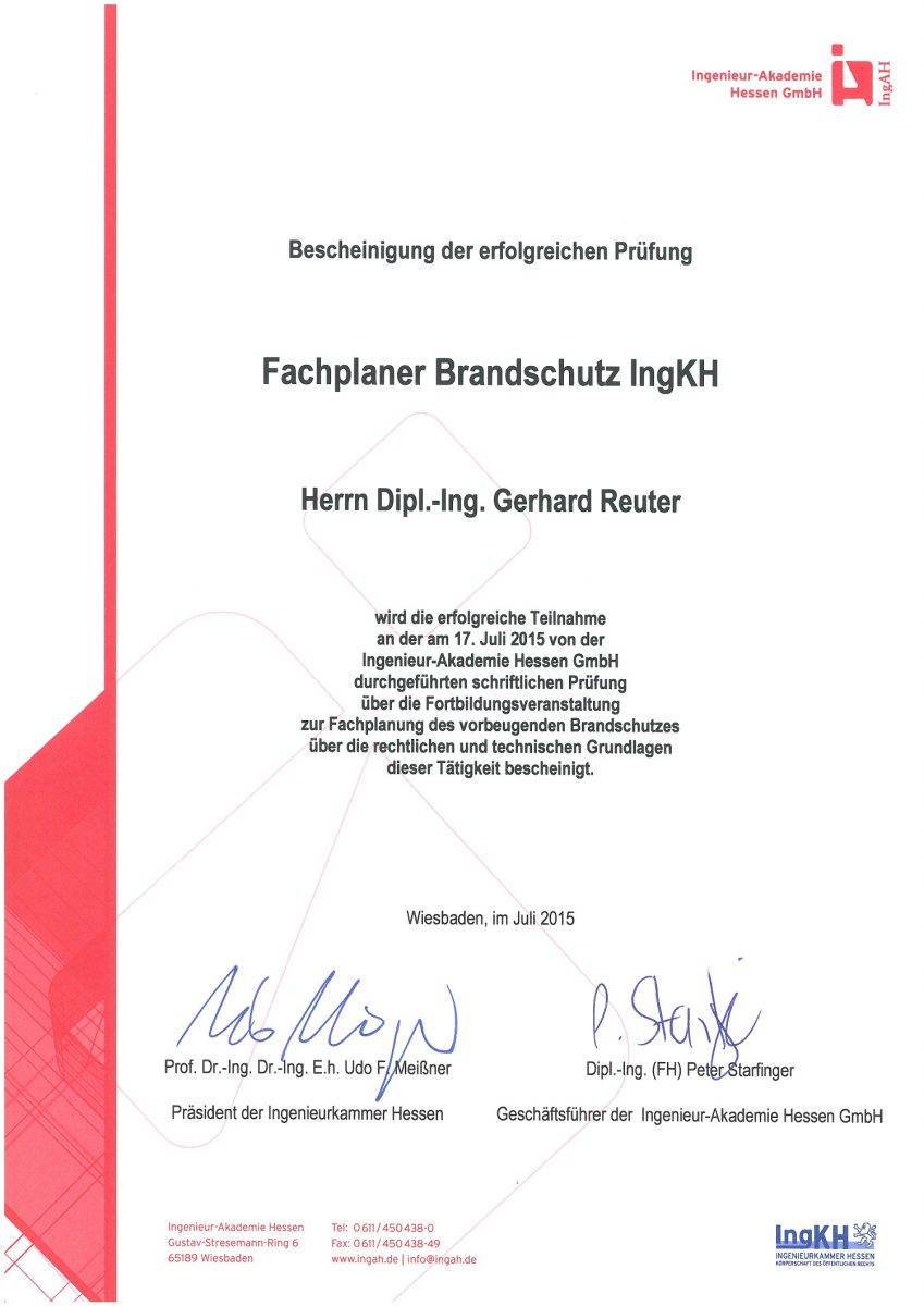 Fachplaner Brandschutz IngKH - RBS Ingenieure